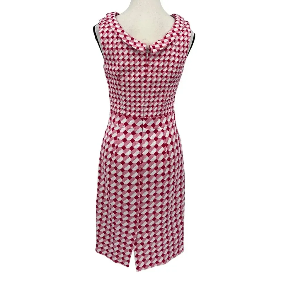 Boden Women's Red White Geometric Print Sleeveless Shift Dress Classic Size 8L
